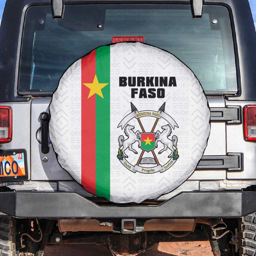 Burkina Faso Spare Tire Cover Striped White - Bogolan Pattern - African Pride