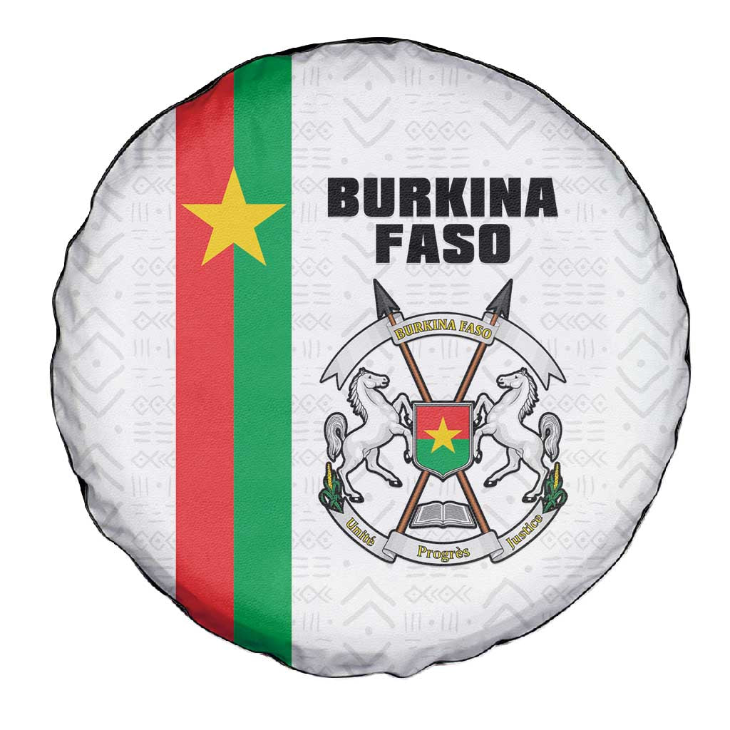 Burkina Faso Spare Tire Cover Striped White - Bogolan Pattern - African Pride