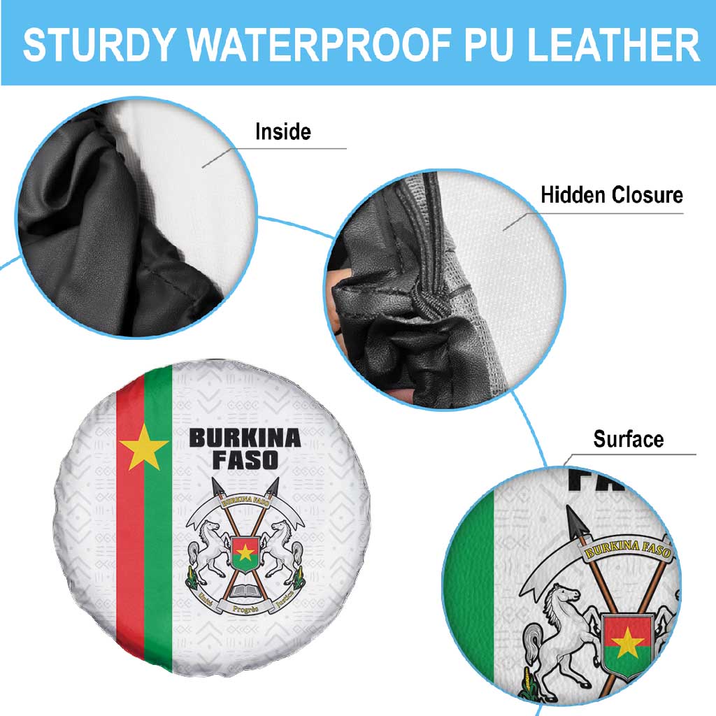 Burkina Faso Spare Tire Cover Striped White - Bogolan Pattern - African Pride