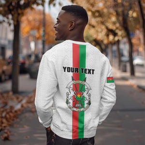 Personalized Burkina Faso Sweatshirt Striped White - Bogolan Pattern - African Pride