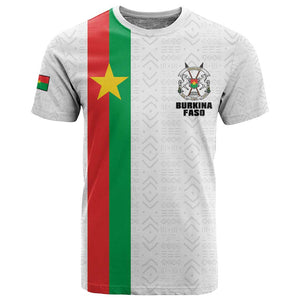 Personalized Burkina Faso T shirt Striped White - Bogolan Pattern - African Pride