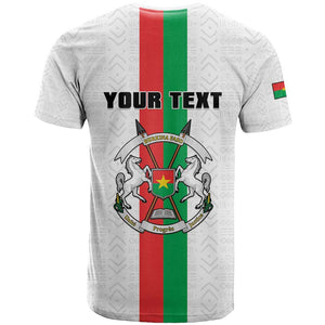 Personalized Burkina Faso T shirt Striped White - Bogolan Pattern - African Pride