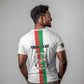Personalized Burkina Faso T shirt Striped White - Bogolan Pattern - African Pride