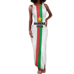 Personalized Burkina Faso Tank Maxi Dress Striped White - Bogolan Pattern - African Pride