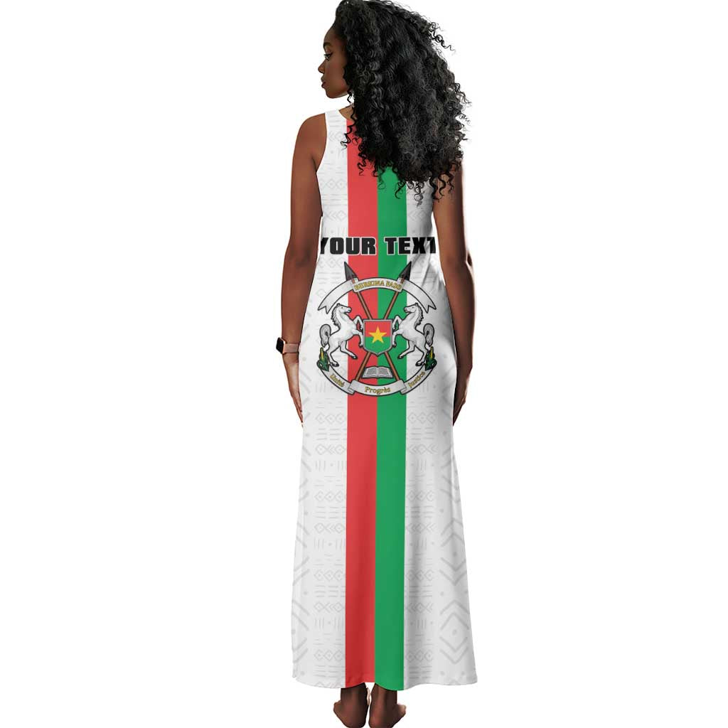 Personalized Burkina Faso Tank Maxi Dress Striped White - Bogolan Pattern - African Pride