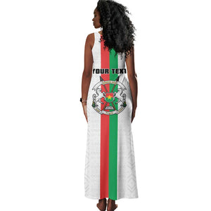 Personalized Burkina Faso Tank Maxi Dress Striped White - Bogolan Pattern - African Pride