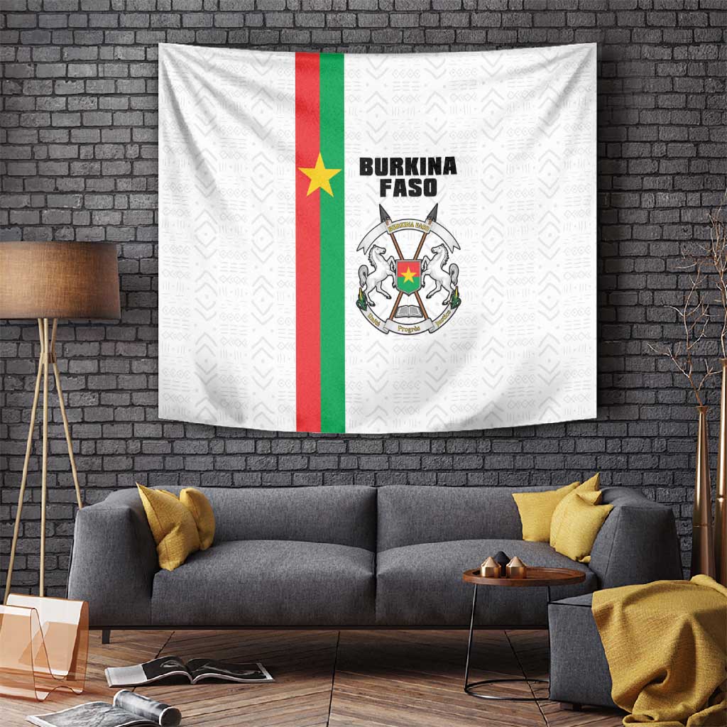 Burkina Faso Tapestry Striped White - Bogolan Pattern - African Pride