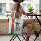 Burkina Faso Striped Tote Bag African Mud Cloth Pattern - White