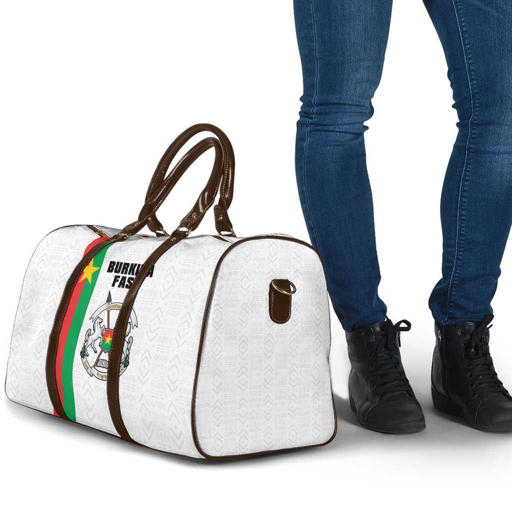 Burkina Faso Striped Travel Bag African Mud Cloth Pattern - White