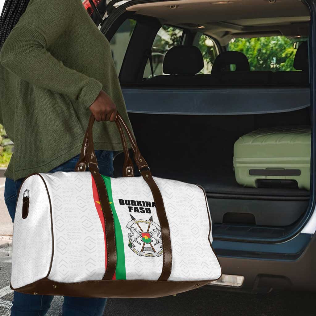 Burkina Faso Striped Travel Bag African Mud Cloth Pattern - White