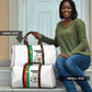 Burkina Faso Striped Travel Bag African Mud Cloth Pattern - White