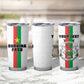 Personalized Burkina Faso Tumbler Cup Striped White - Bogolan Pattern - African Pride