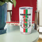 Personalized Burkina Faso Tumbler Cup Striped White - Bogolan Pattern - African Pride