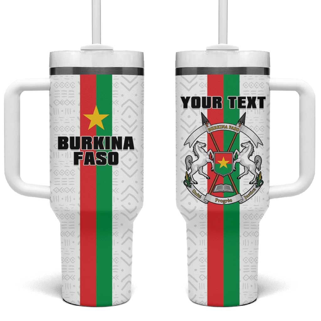 Personalized Burkina Faso Tumbler With Handle Striped White - Bogolan Pattern - African Pride