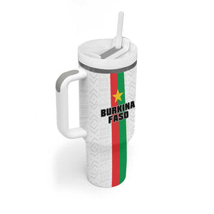 Personalized Burkina Faso Tumbler With Handle Striped White - Bogolan Pattern - African Pride