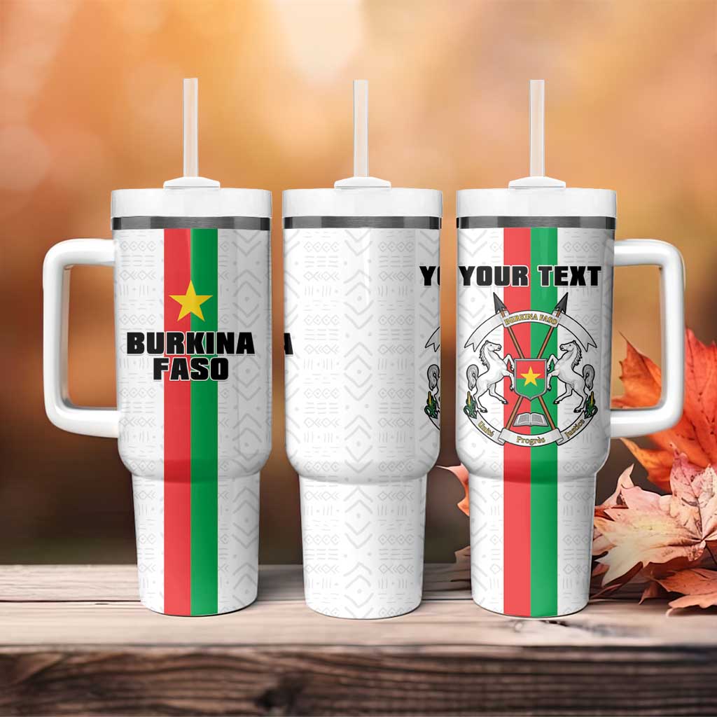 Personalized Burkina Faso Tumbler With Handle Striped White - Bogolan Pattern - African Pride