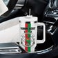 Personalized Burkina Faso Tumbler With Handle Striped White - Bogolan Pattern - African Pride
