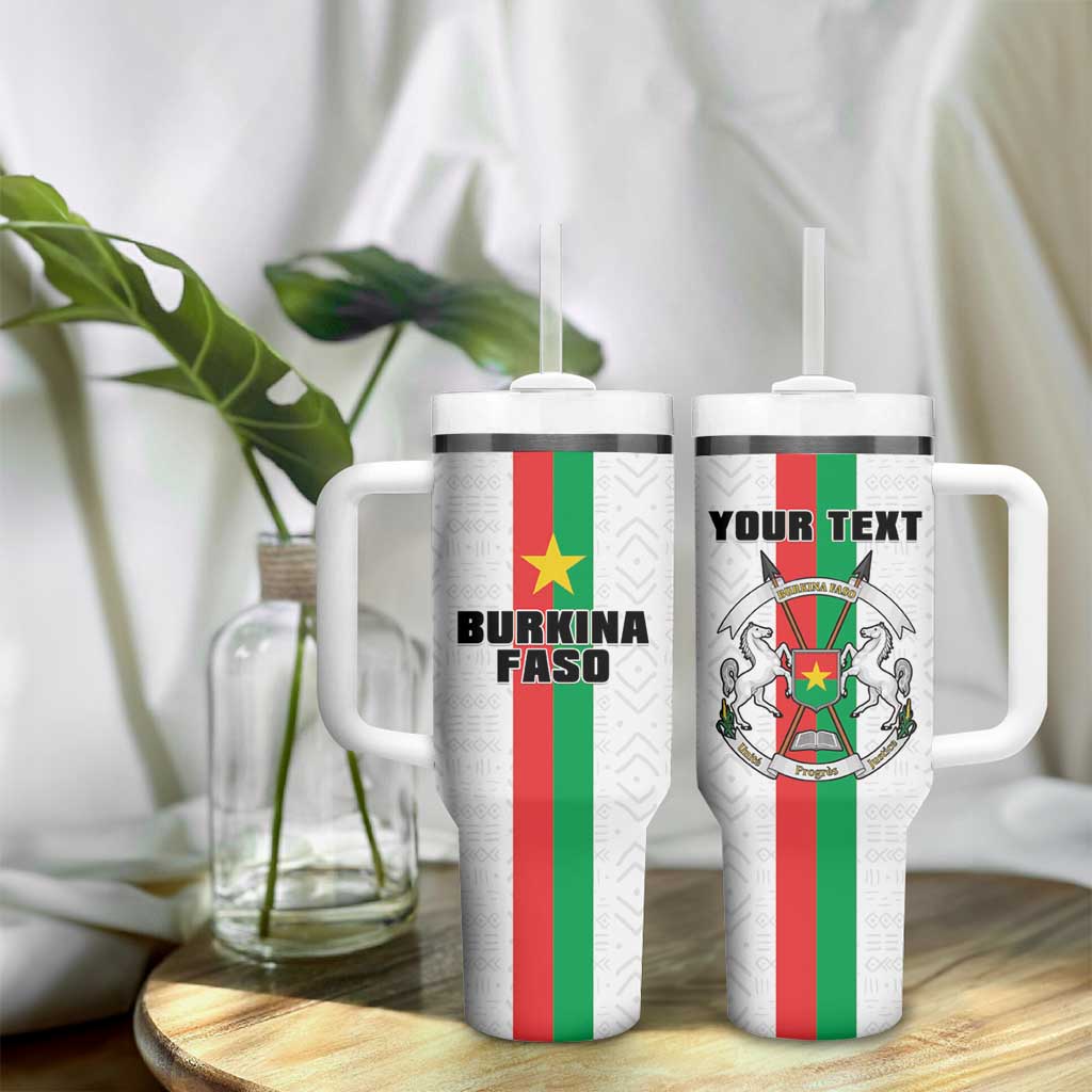 Personalized Burkina Faso Tumbler With Handle Striped White - Bogolan Pattern - African Pride