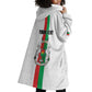 Personalized Burkina Faso Wearable Blanket Hoodie Striped White - Bogolan Pattern - African Pride