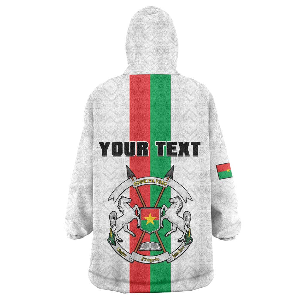 Personalized Burkina Faso Wearable Blanket Hoodie Striped White - Bogolan Pattern - African Pride