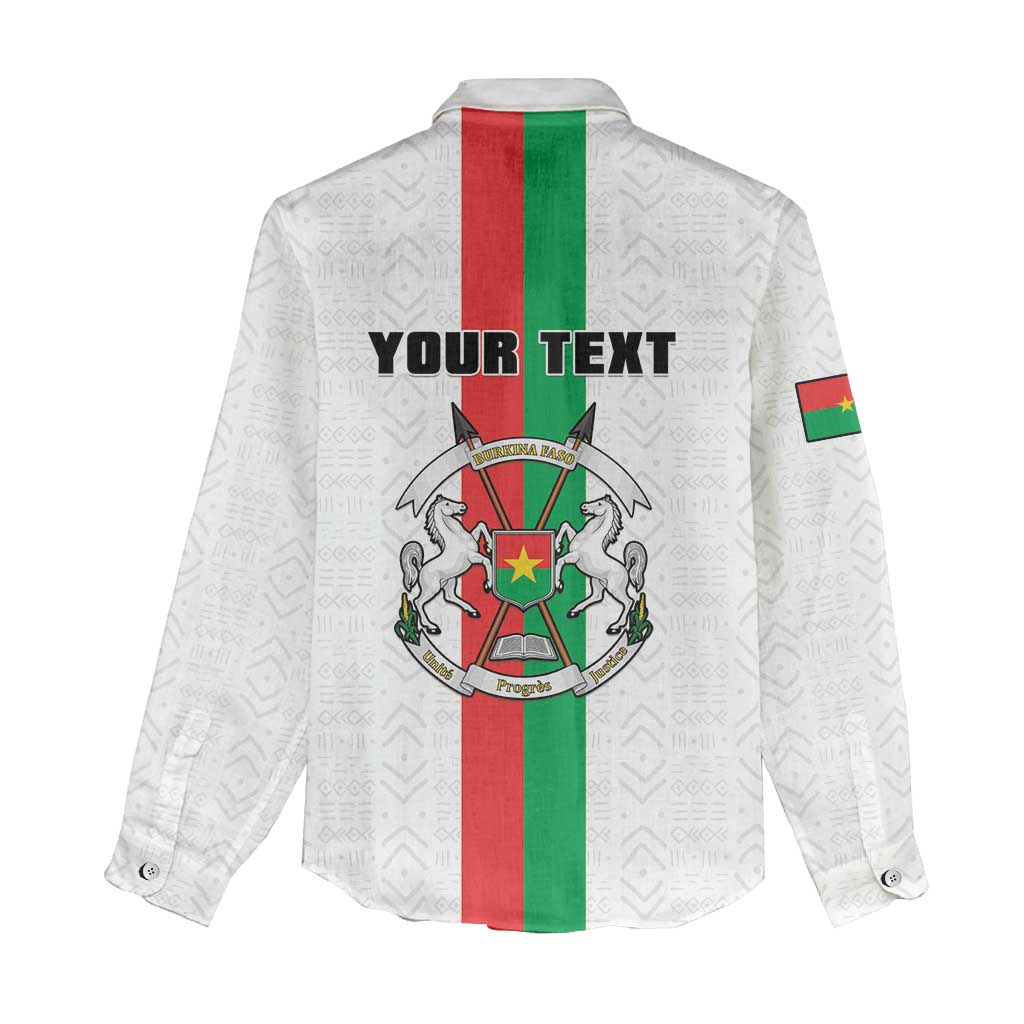 Personalized Burkina Faso Women Casual Shirt Striped White - Bogolan Pattern - African Pride
