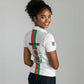Personalized Burkina Faso Women Polo Shirt Striped White - Bogolan Pattern - African Pride