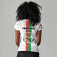 Personalized Burkina Faso Women V-Neck T-Shirt Striped White - Bogolan Pattern - African Pride