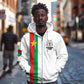 Personalized Burkina Faso Zip Hoodie Striped White - Bogolan Pattern - African Pride
