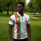Personalized Burkina Faso Striped Zipper Polo Shirt African Mud Cloth Pattern - White