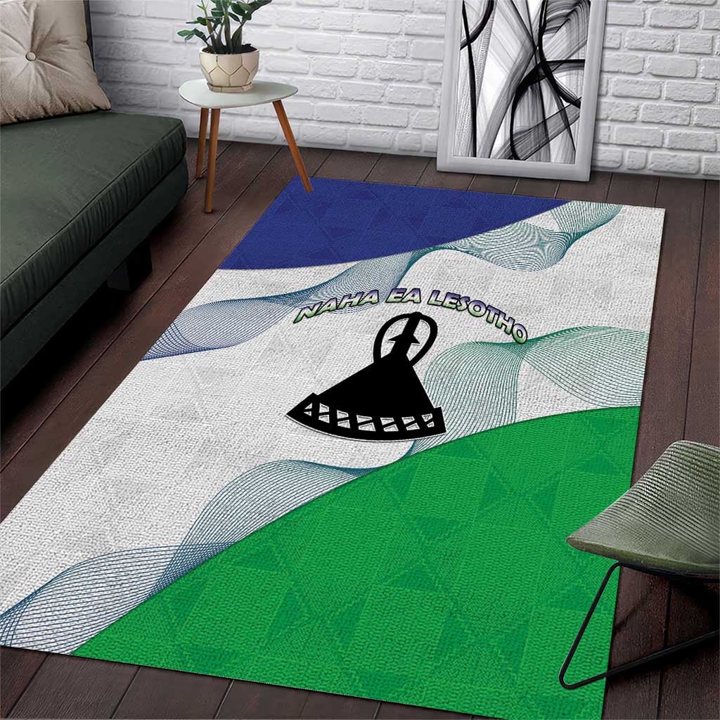 Naha ea Lesotho Area Rug Coat Of Arms With Kente Pattern - African Pride