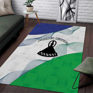 Naha ea Lesotho Area Rug Coat Of Arms With Kente Pattern - African Pride