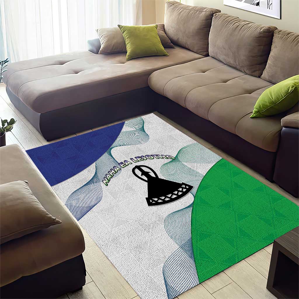 Naha ea Lesotho Area Rug Coat Of Arms With Kente Pattern - African Pride