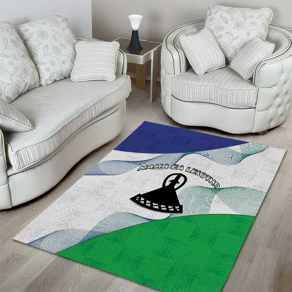 Naha ea Lesotho Area Rug Coat Of Arms With Kente Pattern - African Pride