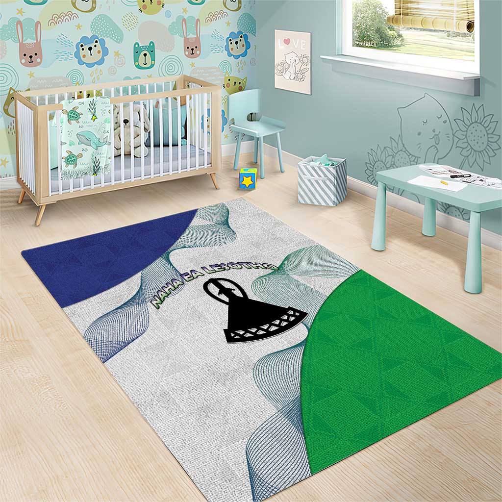 Naha ea Lesotho Area Rug Coat Of Arms With Kente Pattern - African Pride