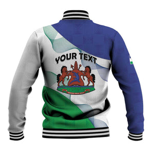 Personalized Naha ea Lesotho Baseball Jacket Coat Of Arms With Kente Pattern - African Pride