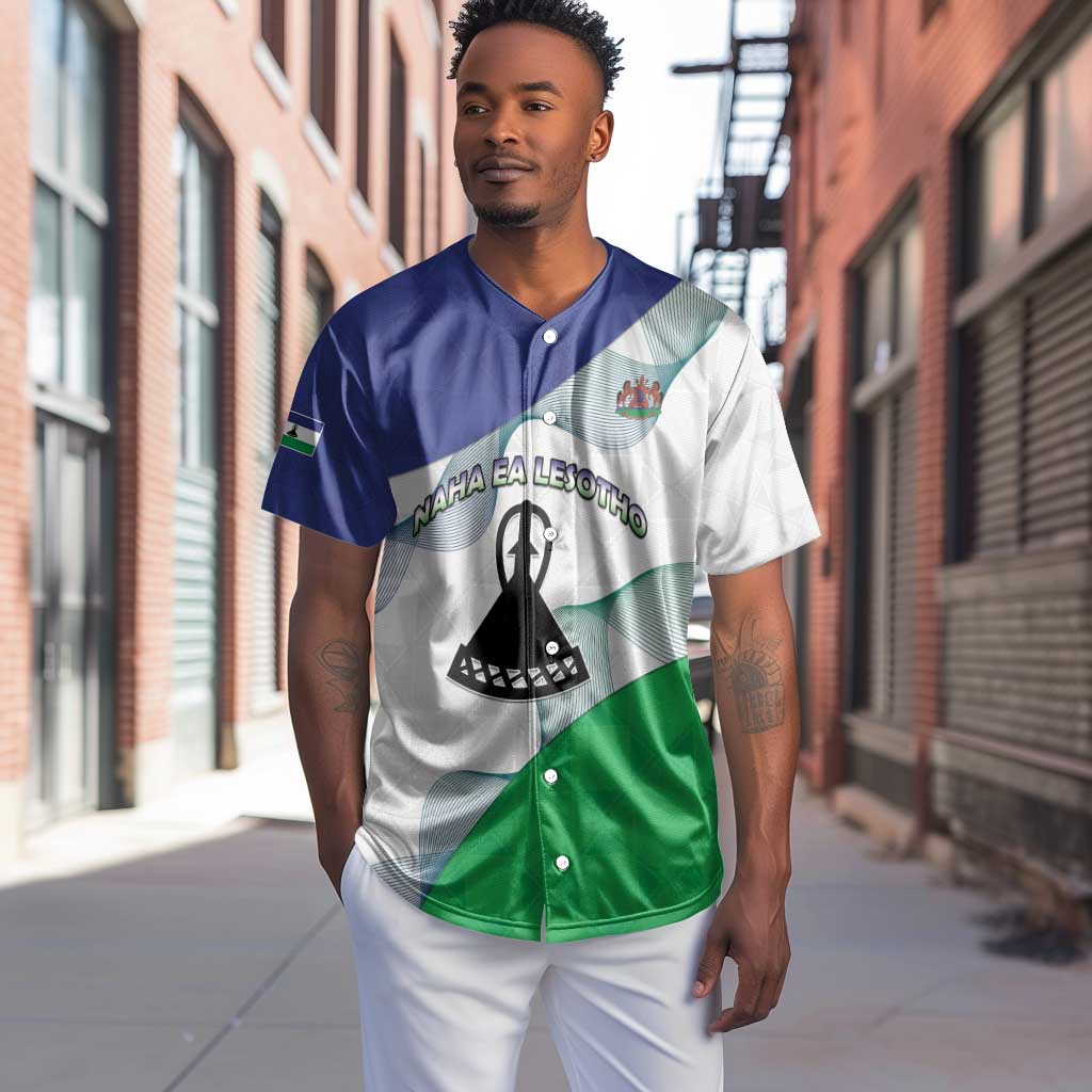 Personalized Naha ea Lesotho Baseball Jersey Coat Of Arms With Kente Pattern - African Pride