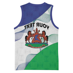 Personalized Naha ea Lesotho Basketball Jersey Coat Of Arms With Kente Pattern - African Pride
