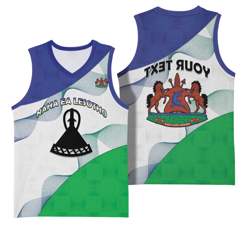 Personalized Naha ea Lesotho Basketball Jersey Coat Of Arms With Kente Pattern - African Pride
