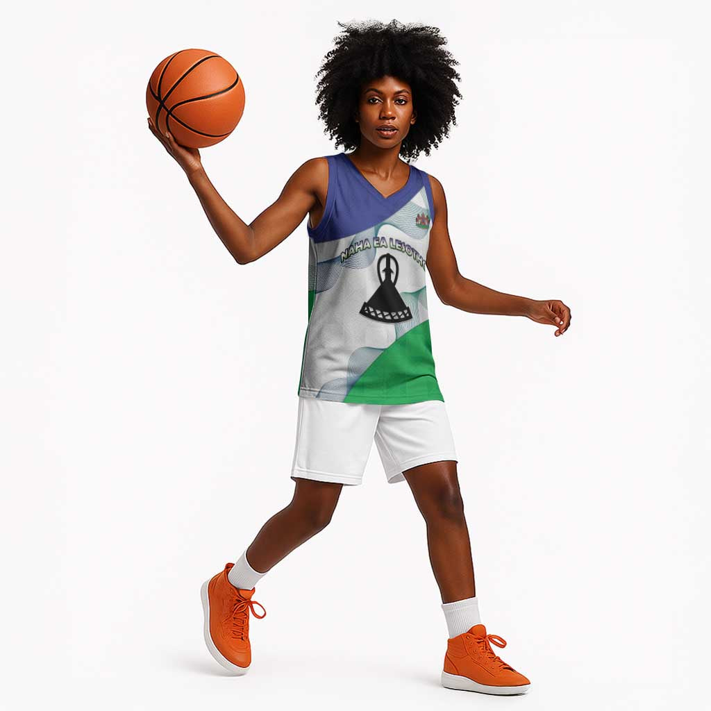 Personalized Naha ea Lesotho Basketball Jersey Coat Of Arms With Kente Pattern - African Pride