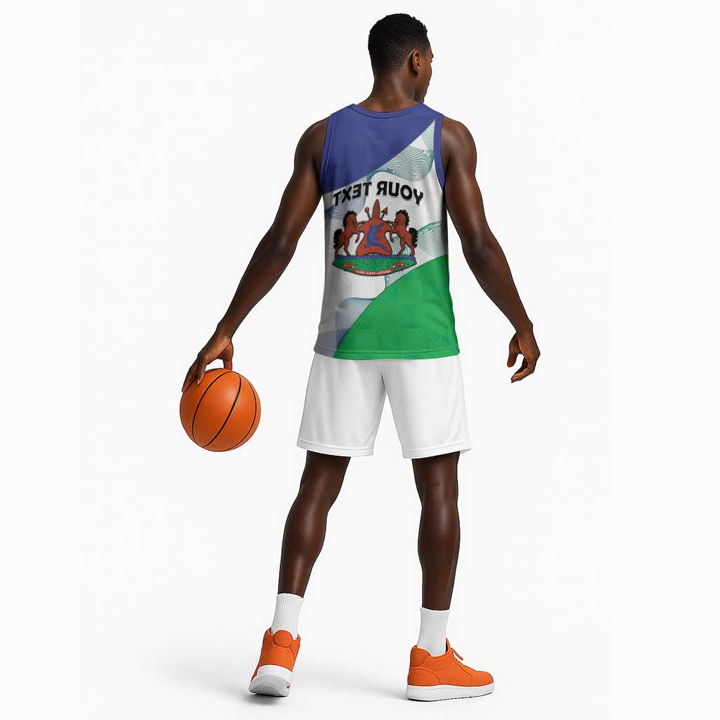 Personalized Naha ea Lesotho Basketball Jersey Coat Of Arms With Kente Pattern - African Pride