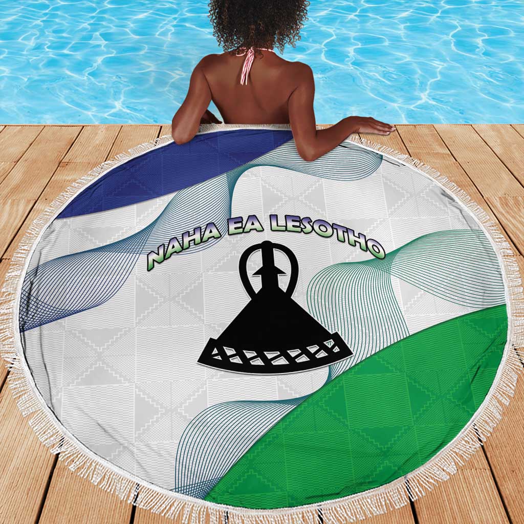 Naha ea Lesotho Beach Blanket Coat Of Arms With Kente Pattern - African Pride
