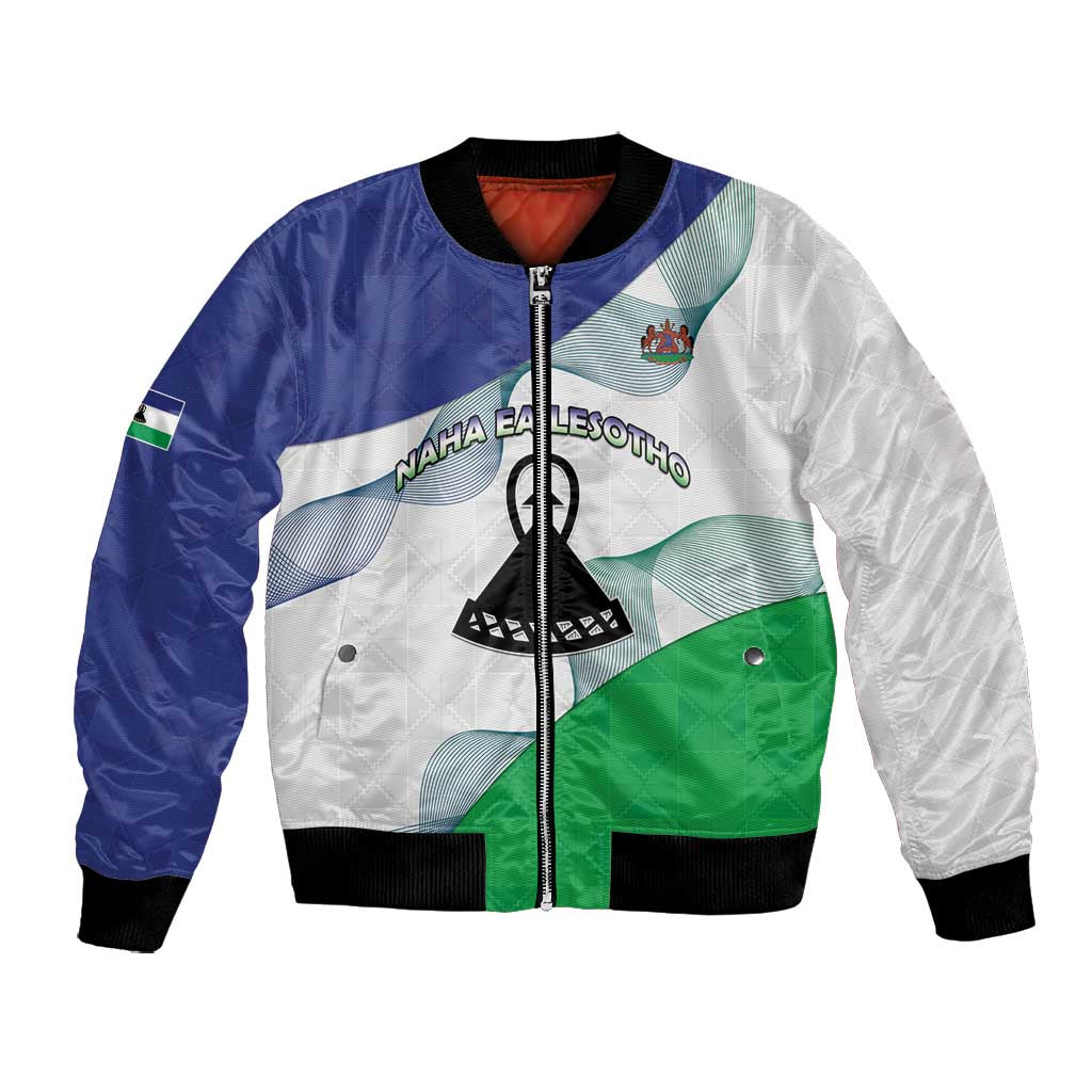 Personalized Naha ea Lesotho Bomber Jacket Coat Of Arms With Kente Pattern - African Pride