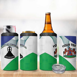 Personalized Naha ea Lesotho 4 in 1 Can Cooler Tumbler Coat Of Arms With Kente Pattern - African Pride