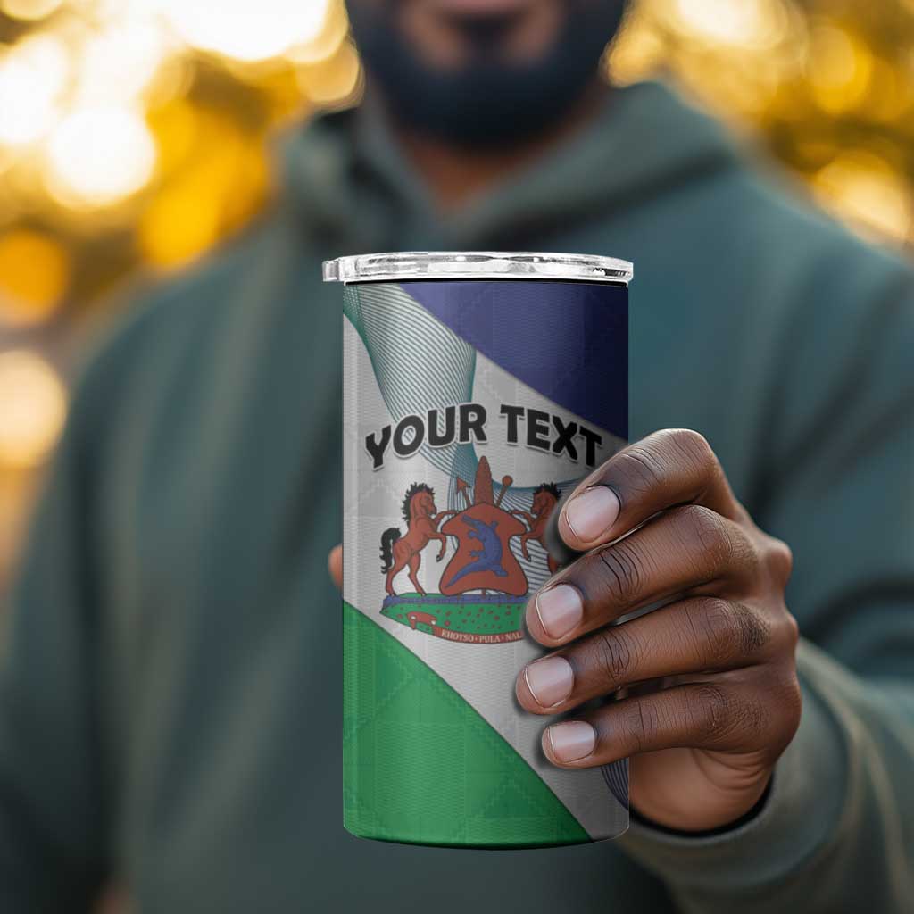 Personalized Naha ea Lesotho 4 in 1 Can Cooler Tumbler Coat Of Arms With Kente Pattern - African Pride