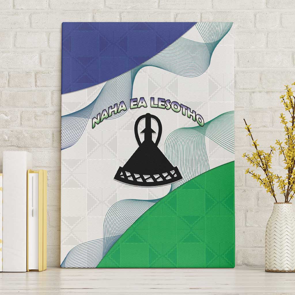 Naha ea Lesotho Canvas Wall Art Coat Of Arms With Kente Pattern - African Pride