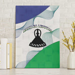 Naha ea Lesotho Canvas Wall Art Coat Of Arms With Kente Pattern - African Pride