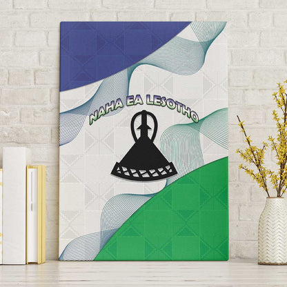 Naha ea Lesotho Canvas Wall Art Coat Of Arms With Kente Pattern - African Pride