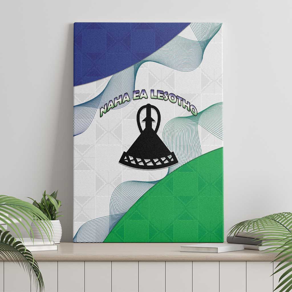 Naha ea Lesotho Canvas Wall Art Coat Of Arms With Kente Pattern - African Pride