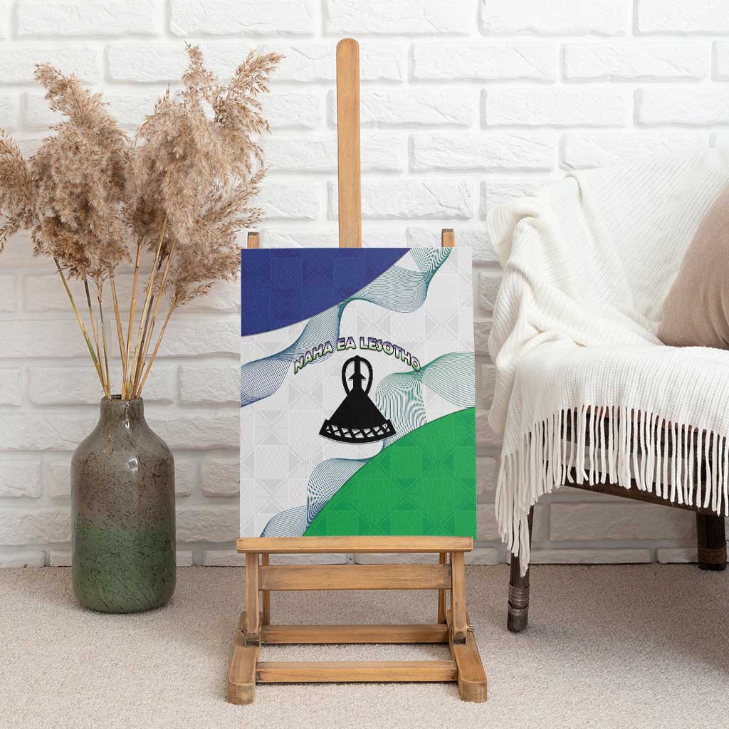 Naha ea Lesotho Canvas Wall Art Coat Of Arms With Kente Pattern - African Pride