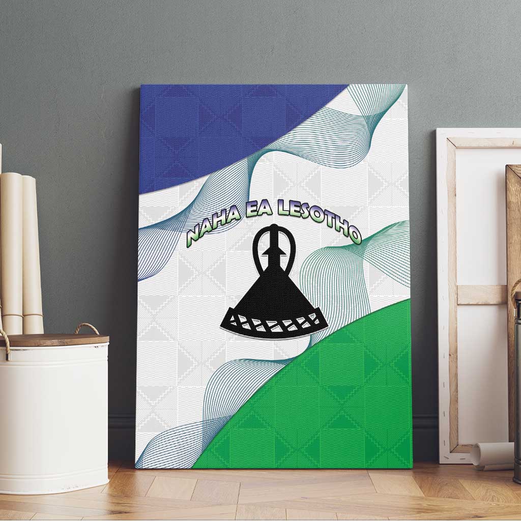 Naha ea Lesotho Canvas Wall Art Coat Of Arms With Kente Pattern - African Pride